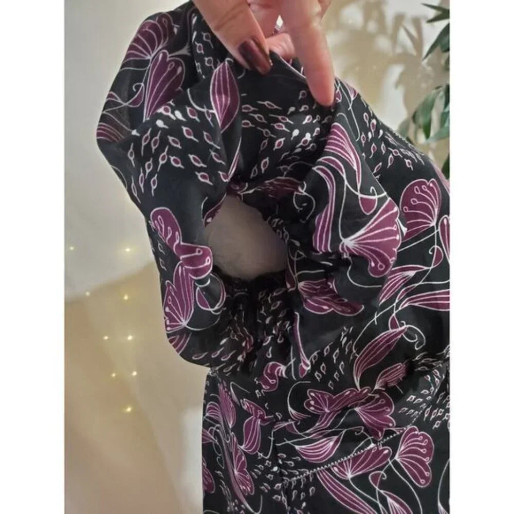 Vtg 90s Y2K NWT Max Studio Sheer Floral Babydoll Tie Top Size L Whimsigoth Fairy - Picture 6 of 11